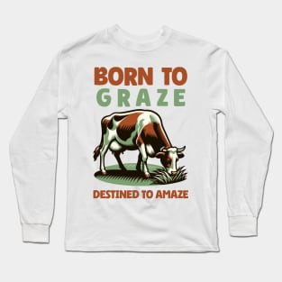 A farm cow eats grass Long Sleeve T-Shirt